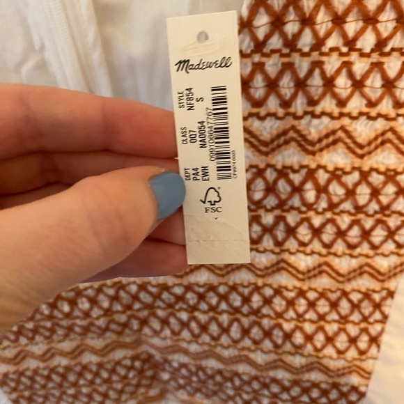 NWT Madewell Embroidered Poplin V-Neck Mini Dress - Picture 8 of 11
